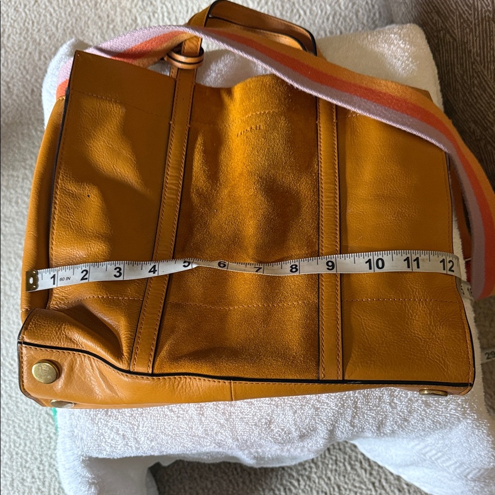 Fossil Mustard Yellow Shoulder Bag with Multicolor Strap
